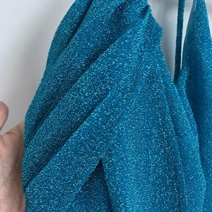 Bright blue sparkle glitter dress with sash detailing - never worn